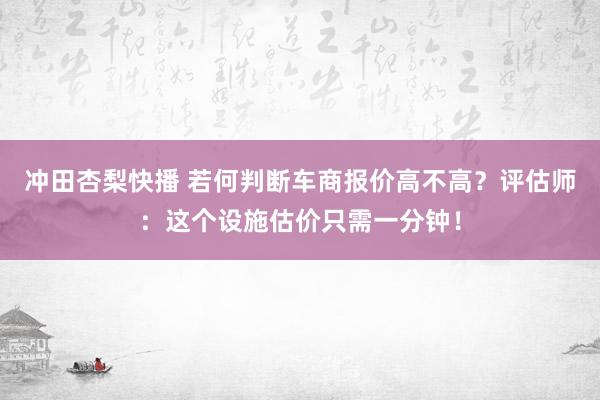 冲田杏梨快播 若何判断车商报价高不高？评估师：这个设施估价只需一分钟！