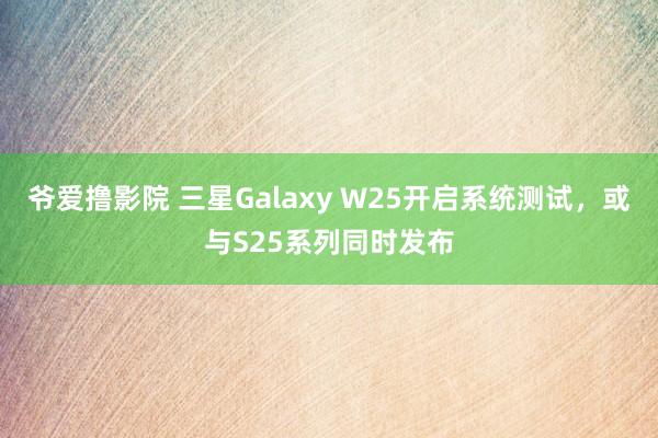 爷爱撸影院 三星Galaxy W25开启系统测试，或与S25系列同时发布