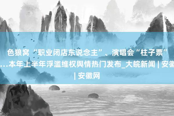 色狼窝 “职业闭店东说念主”、演唱会“柱子票”……本年上半年浮滥维权舆情热门发布_大皖新闻 | 安徽网