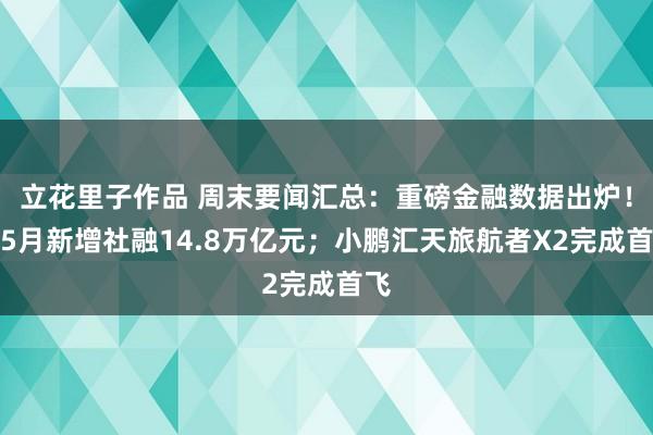 立花里子作品 周末要闻汇总：重磅金融数据出炉！前5月新增社融14.8万亿元；小鹏汇天旅航者X2完成首飞